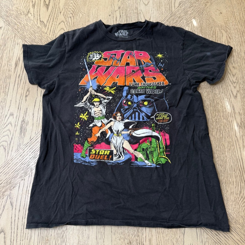 Mad‎ Engine Star Wars Medium Luke Skywalker Darth Vader Comic Graphic T Shirt